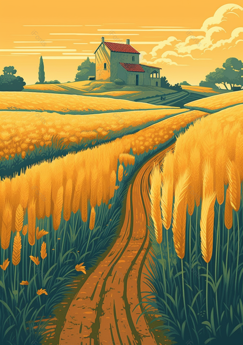 一串串饱满的麦穗黄色秋天收获节气插画背景,插画/手绘图,插画/手绘图库,插画/手绘图下载,插画/手绘